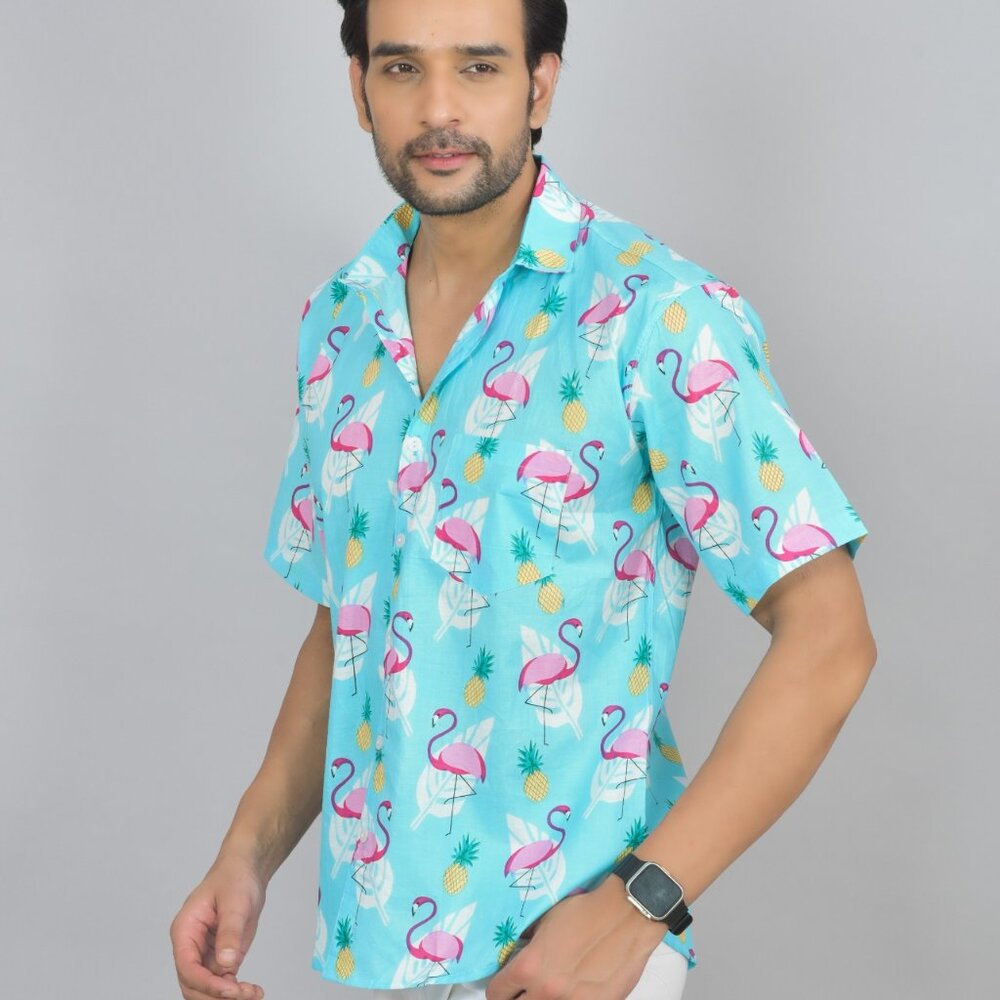 BRAND NEW Hand Block Printed Men Cotton Shirt Fall Clothing Casual Shirt For Men